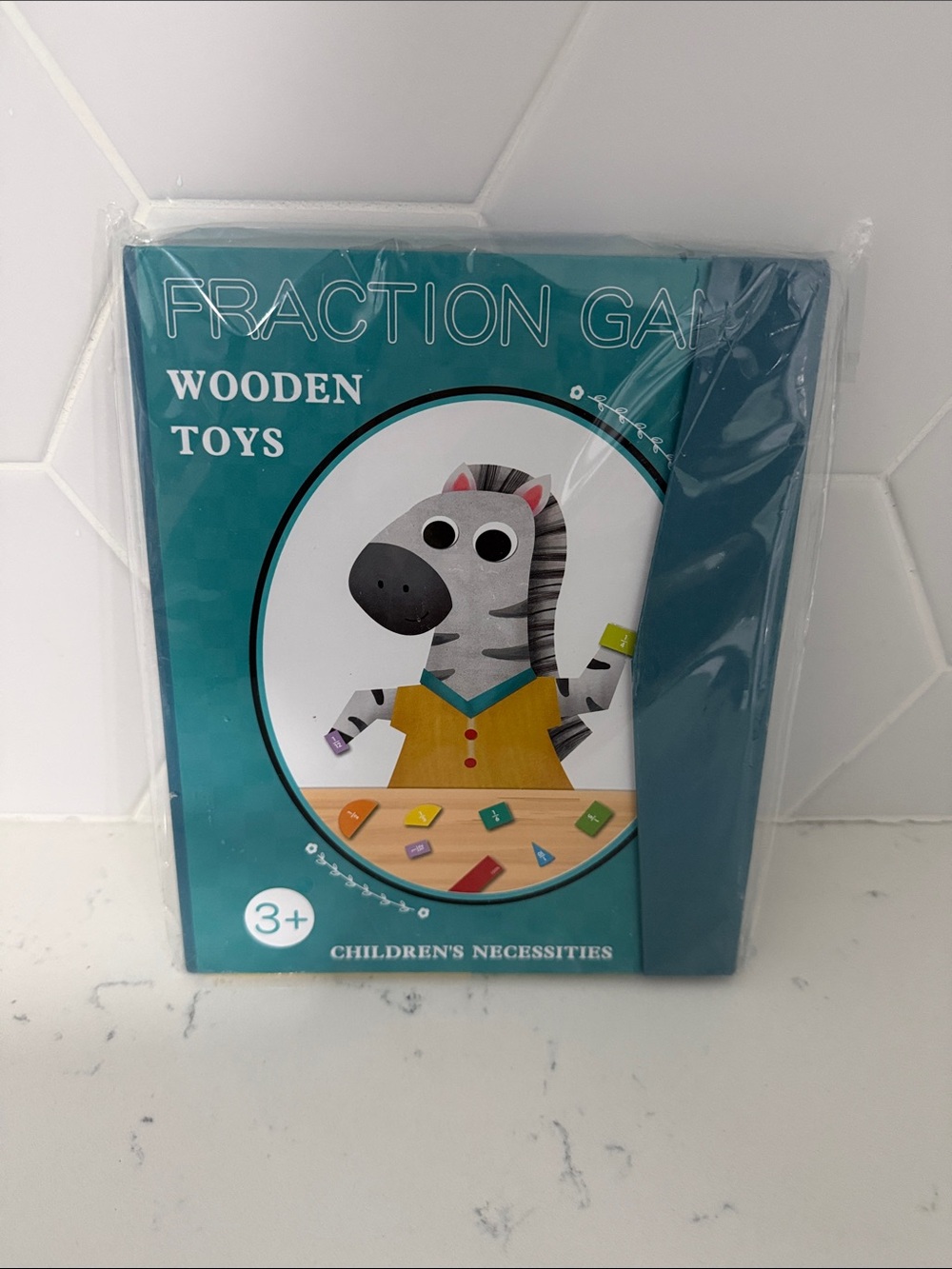 Wooden Fraction Game Puzzle Toy for Kids - Teal